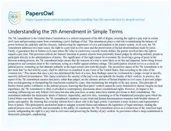 Essay on Understanding the 7th Amendment in Simple Terms