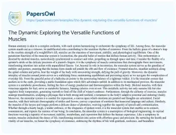 Essay on The Dynamic Exploring the Versatile Functions of Muscles