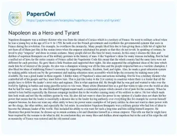 Essay on Was Napoleon a Hero or a Tyrant