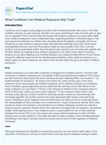 Essay on What Conditions Can Medical Marijuana Help Treat?