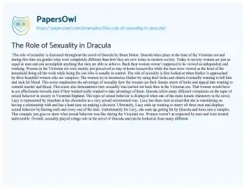 Essay on The Role of Sexuality in Dracula