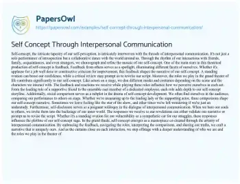 Essay on Self Concept through Interpersonal Communication