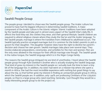 Essay on Swahili People Group