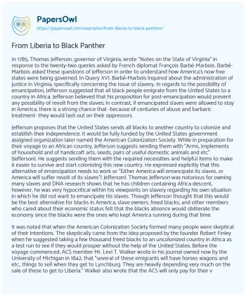 Essay on From Liberia to Black Panther