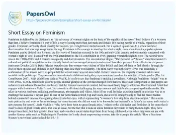 Essay on Short Essay on Feminism