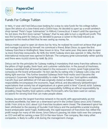 Essay on Funds for College Tuition