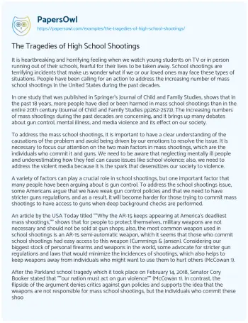 Essay on The Tragedies of High School Shootings