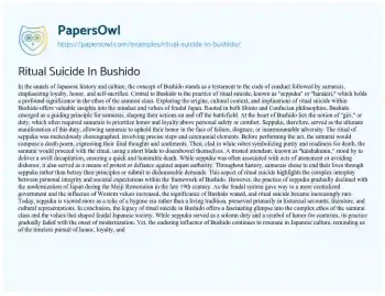 Essay on Ritual Suicide in Bushido