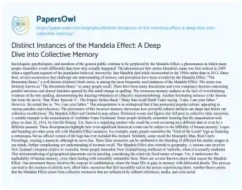 Essay on Distinct Instances of the Mandela Effect: a Deep Dive into Collective Memory