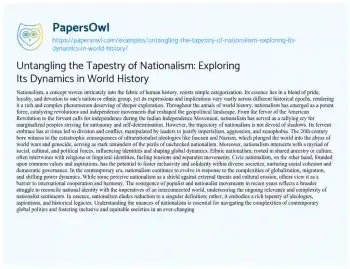 Essay on Untangling the Tapestry of Nationalism: Exploring its Dynamics in World History