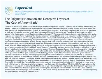 Essay on The Enigmatic Narration and Deceptive Layers of ‘The Cask of Amontillado’