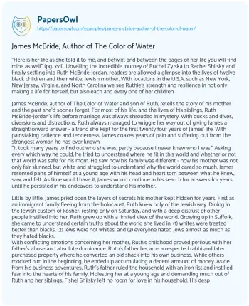 Essay on James McBride, Author of the Color of Water