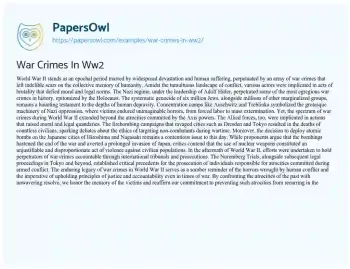 Essay on War Crimes in Ww2