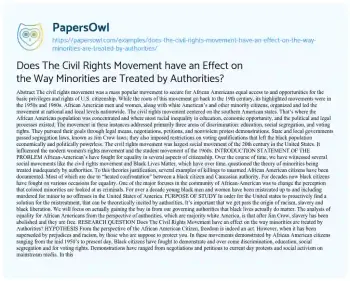 Essay on Does the Civil Rights Movement have an Effect on the Way Minorities are Treated by Authorities?