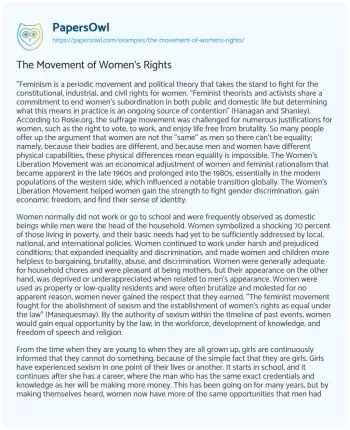 Essay on The Movement of Women’s Rights