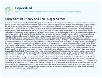 Essay on Social Conflict Theory and the Hunger Games