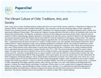 Essay on The Vibrant Culture of Chile: Traditions, Arts, and Society