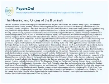 Essay on The Meaning and Origins of the Illuminati