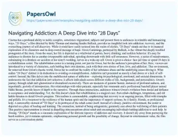 Essay on Navigating Addiction: a Deep Dive into “28 Days”