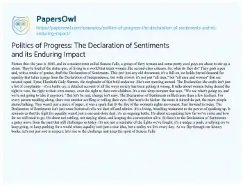 Essay on Politics of Progress: the Declaration of Sentiments and its Enduring Impact