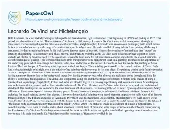 Essay on Leonardo Da Vinci and Michelangelo