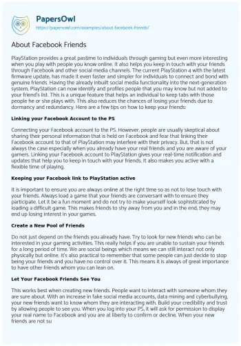 Essay on About Facebook Friends