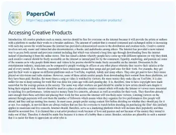 Essay on Accessing Creative Products