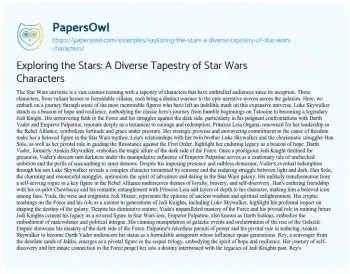 Essay on Exploring the Stars: a Diverse Tapestry of Star Wars Characters