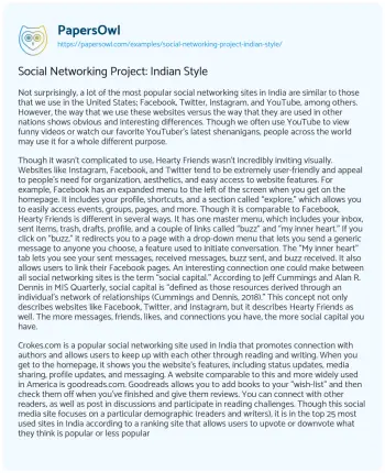 Essay on Social Networking Project: Indian Style