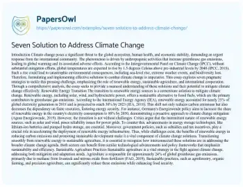 Essay on Seven Solution to Address Climate Change