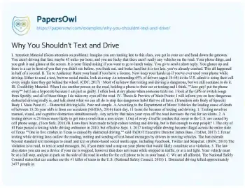Essay on Why you shouldn’t Text and Drive