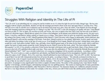 Essay on Struggles with Religion and Identity in the Life of Pi