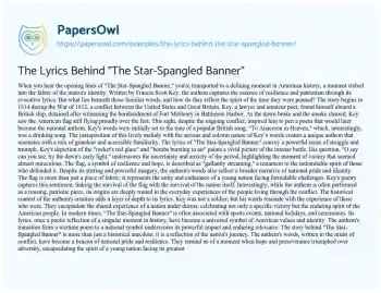 Essay on The Lyrics Behind “The Star-Spangled Banner”