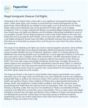 Essay on Illegal Immigrants Deserve Civil Rights