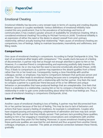 Essay on Emotional Cheating