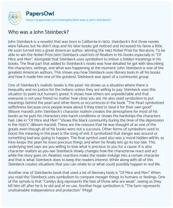 Essay on Who was a John Steinbeck?