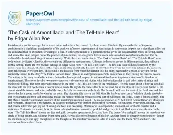 Essay on ‘The Cask of Amontillado’ and ‘The Tell-tale Heart’ by Edgar Allan Poe