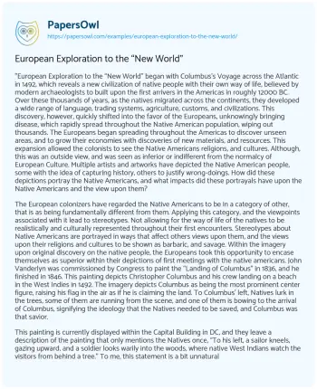 Essay on European Exploration to the “New World”