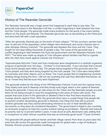 Essay on History of the Rwandan Genocide