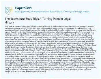 Essay on The Scottsboro Boys Trial: a Turning Point in Legal History