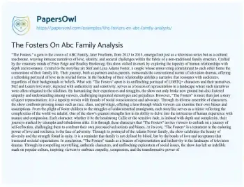 Essay on The Fosters on Abc Family Analysis