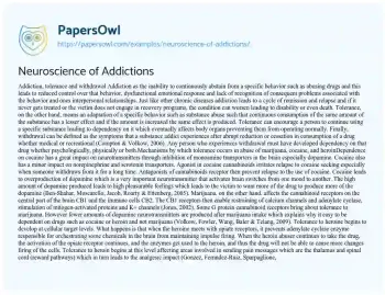 Essay on Neuroscience of Addictions