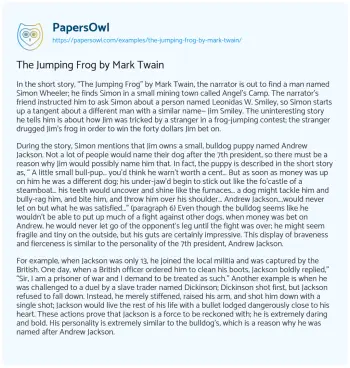 Essay on The Jumping Frog by Mark Twain