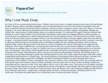 Essay on Why i Love Music Essay