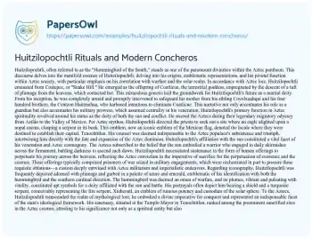 Essay on Huitzilopochtli Rituals and Modern Concheros