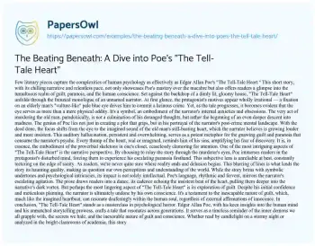 Essay on The Beating Beneath: a Dive into Poe’s “The Tell-Tale Heart”