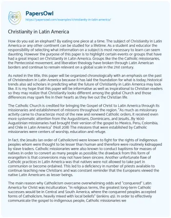 Essay on Christianity in Latin America