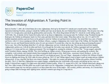 Essay on The Invasion of Afghanistan: a Turning Point in Modern History