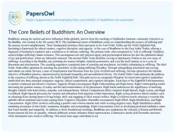 Essay on The Core Beliefs of Buddhism: an Overview