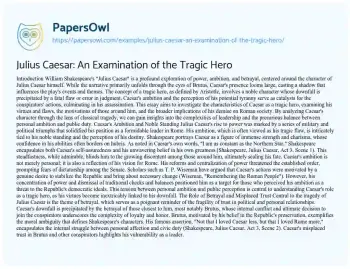 Essay on Julius Caesar: an Examination of the Tragic Hero